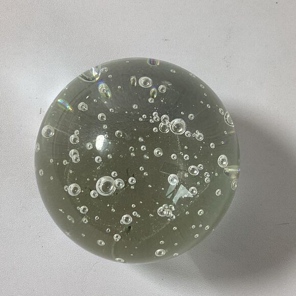 Vintage Paperweight Glass Sphere Clear Controlled Bubbles 3" - Picture 4 of 7